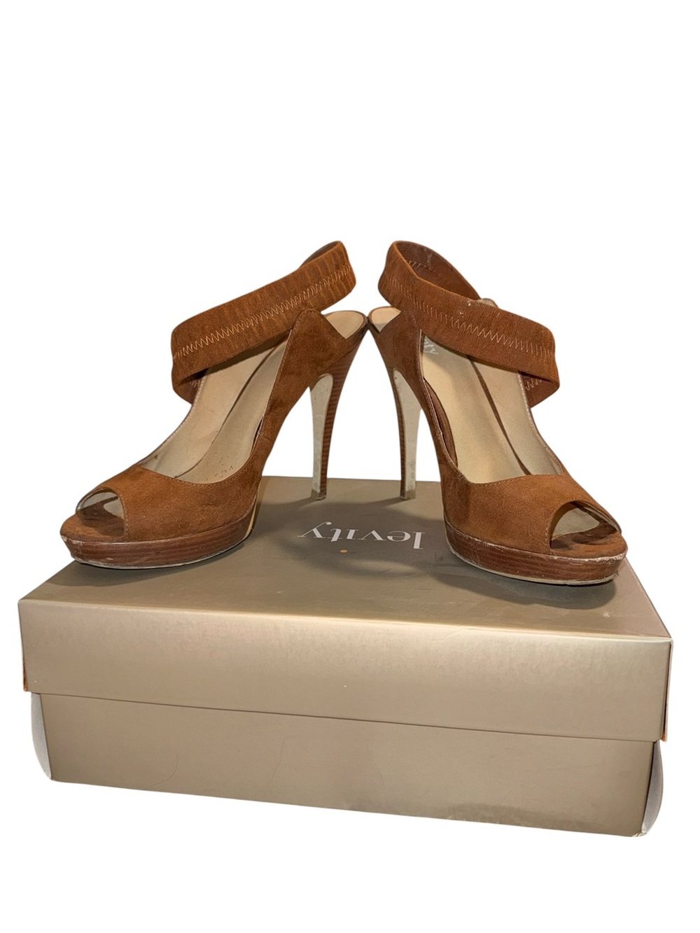 Ivanna High Heel Peep-Toe Sandals in Brown - Sz 8